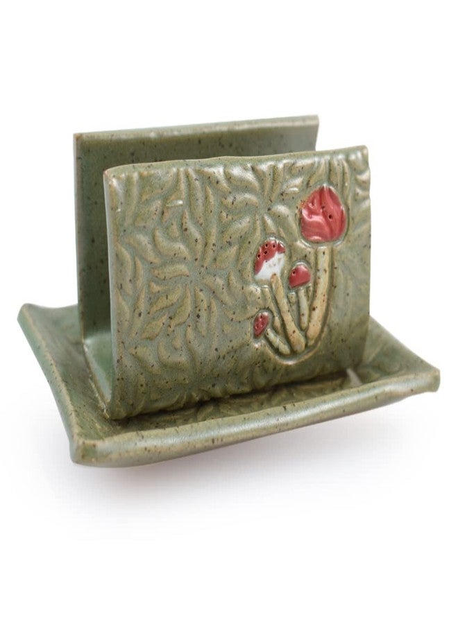 Modern Artisans Retro Earthy Green Mushroom Sponge Holder, American Handmade Pottery - Image 4